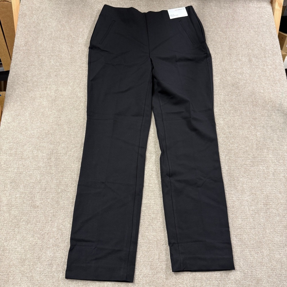 NWT Liz Claiborne Amelia Ponte Women's L Tall Black Straight Pull-On Pant